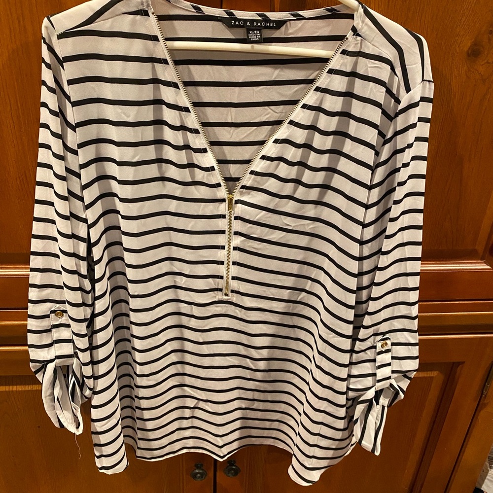 Zac & Rachel Black and White Striped Women's Top